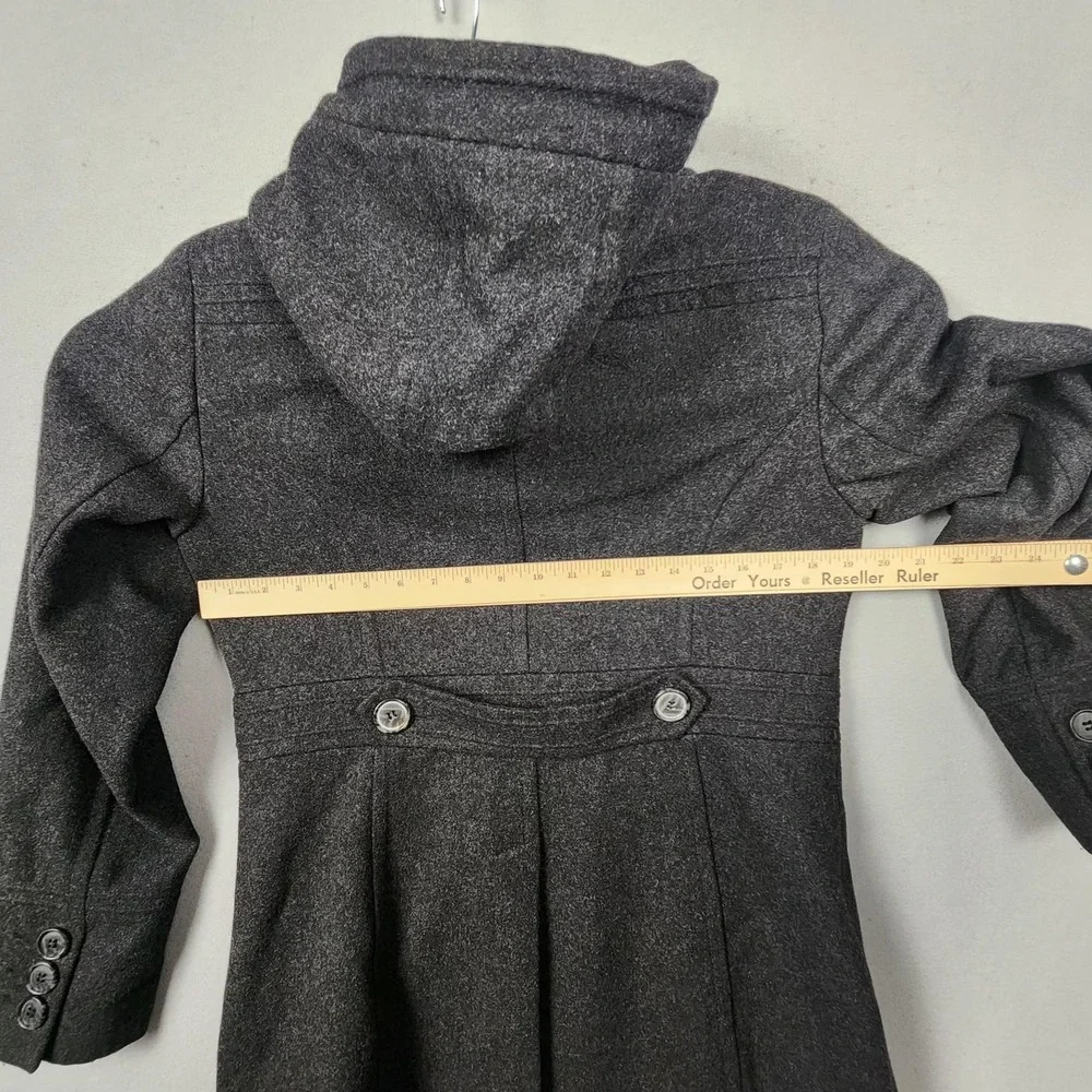St John's Bay Coat Womens Medium Gray Wool Cashmere Hooded Zip‎ Parka Winter